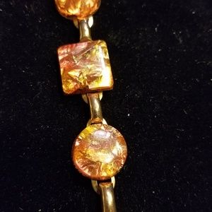 🧡Vintage Orange/Gold Confetti Link Bracelt